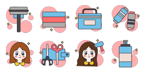 Linear flat figure hairdressing Icon Icons