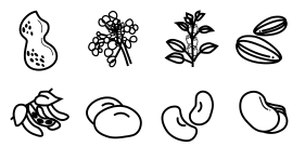 Collection of grains, vegetables, spices and agricultural products Icons