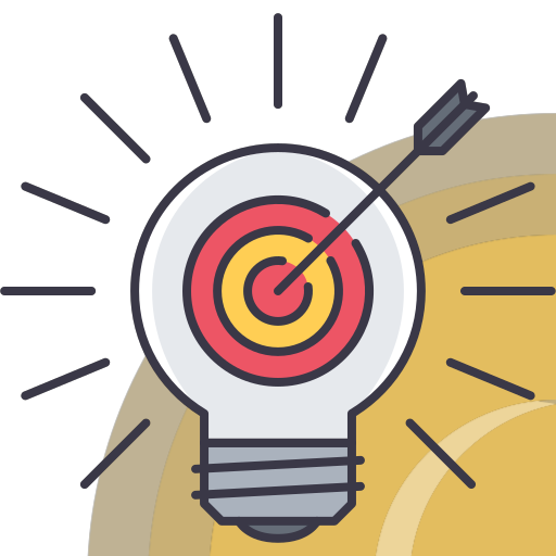 11 target, focus, arrow, bulb, idea, light, creati Icon